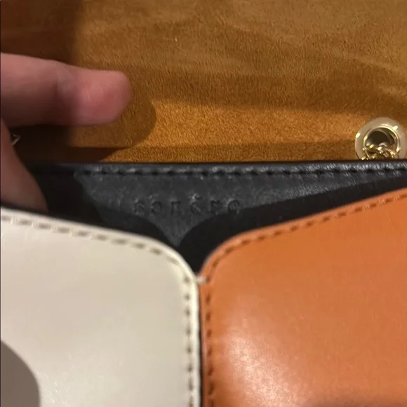 Sandro Color Block Mini Bag with Gold Chain - Picture 2 of 5